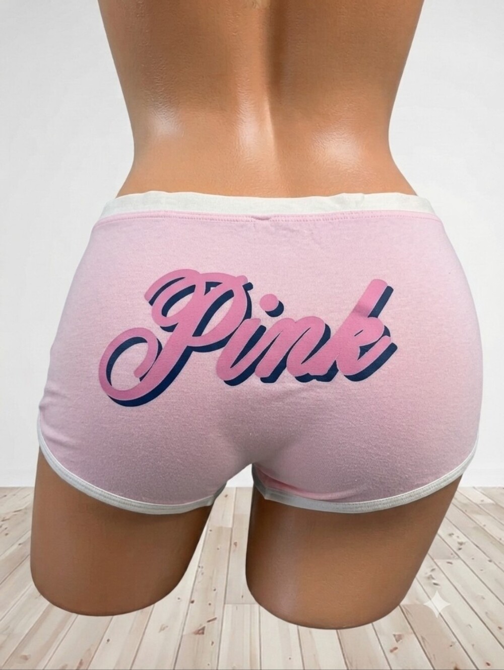 Victoria's Secret Logo Cotton Dorm Boyshort Panties L NWT
